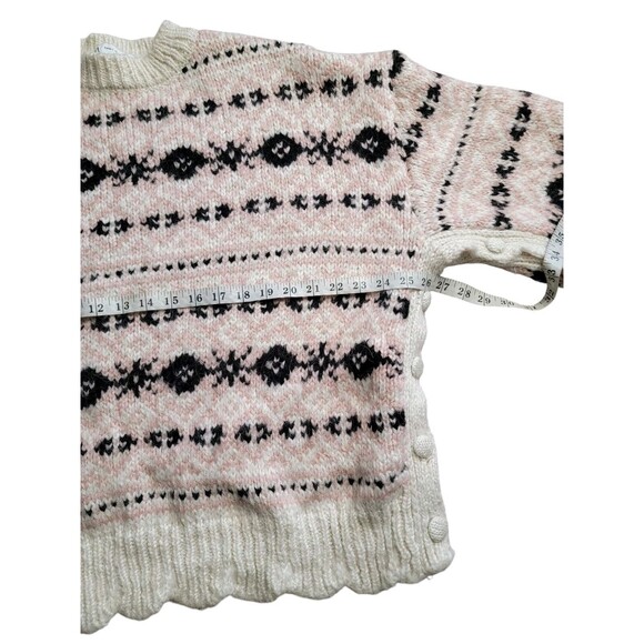 ZARA Jacquard Knit Sweater Fair Isle Wool/ Alpaca Cream/ Pink Size M/ LARGE - Picture 5 of 7